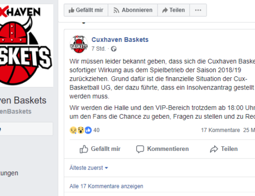 Cuxhaven Baskets stellen Spielbetrieb sofort ein