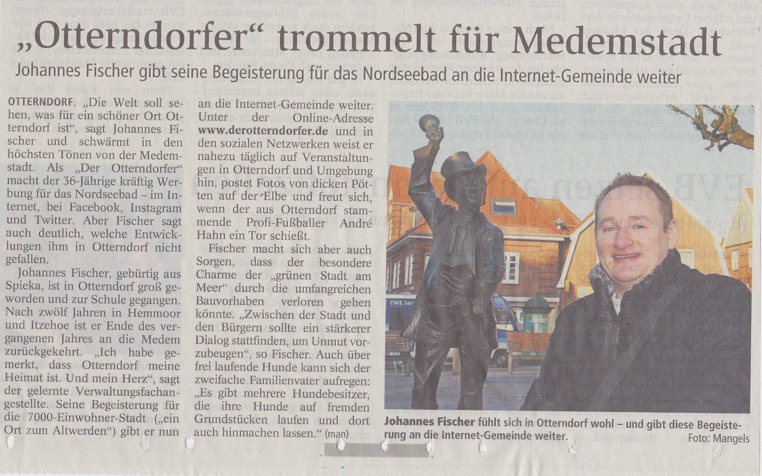 Zeitungsartikel - Der Otterndorfer trommelt für die Medemstadt